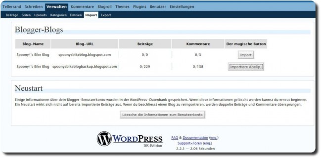 Blogger Import WordPress