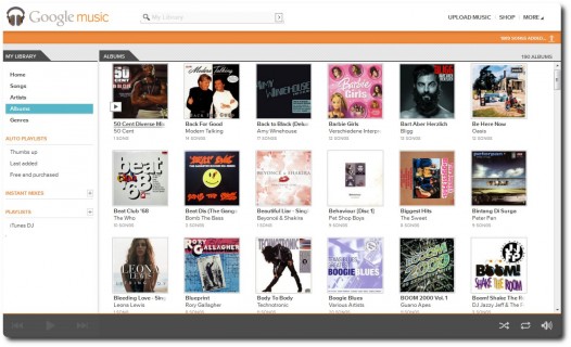 Web-Oberfläche Google Music
