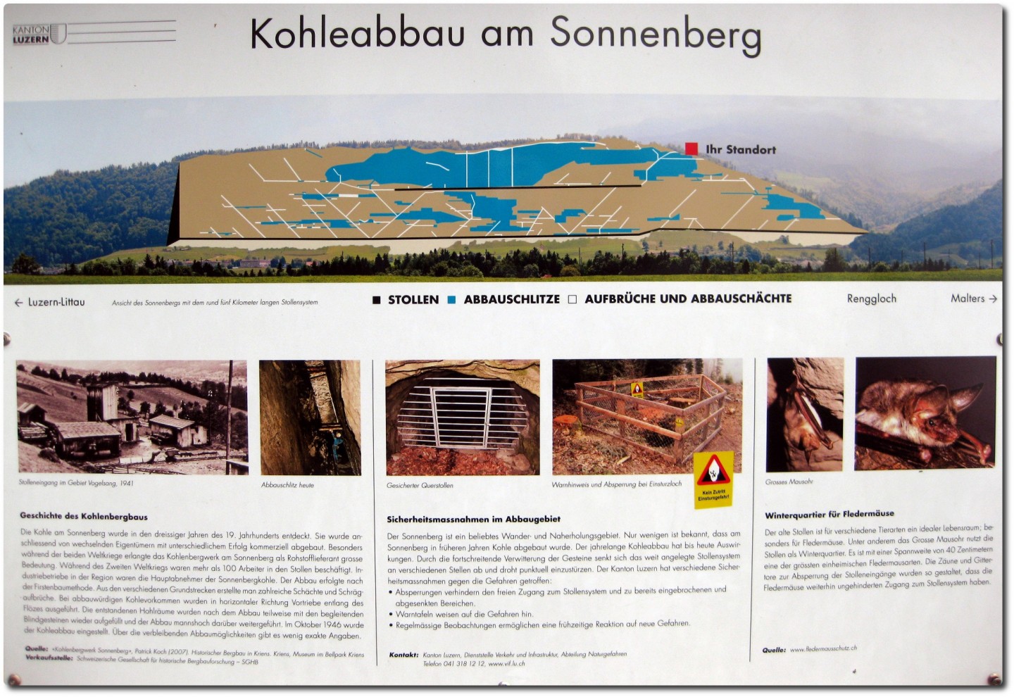 Schautafel über den Kohleabbau im Sonneberg