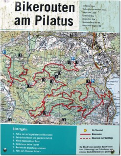 Karte der offiziellen Mountaibike Wege am Pilatus