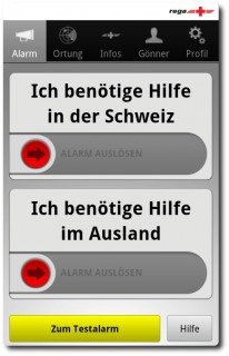 Rega Notfall App - Alarmierung mit einem Slide