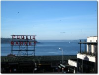 Pike Market und Blick auf das Meer