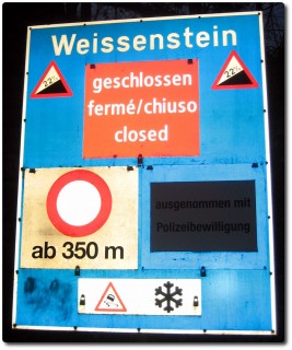 Warnschild Weissensteinstrasse